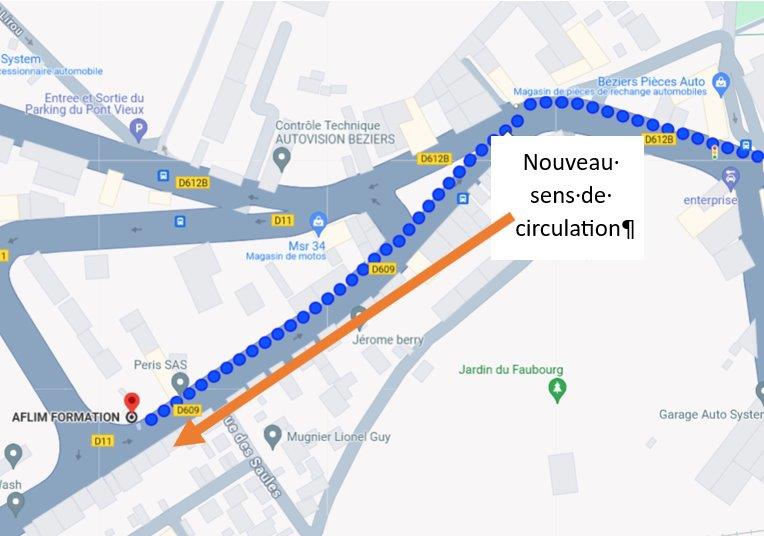 Perturbations temporaires sur la Route de Narbonne à Béziers